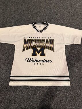 University of Michigan Wolverines White Mesh Jersey Womens Small NWT
